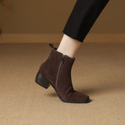 Isyou ibeauty Suede Square-Toe Ankle Boots Y2753 Boots Y2753