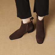 Isyou ibeauty Suede Square-Toe Ankle Boots Y2753 Boots Y2753