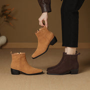 Isyou ibeauty Suede Square-Toe Ankle Boots Y2753 Boots Y2753