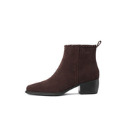 Isyou ibeauty Suede Square-Toe Ankle Boots Y2753 Boots Y2753