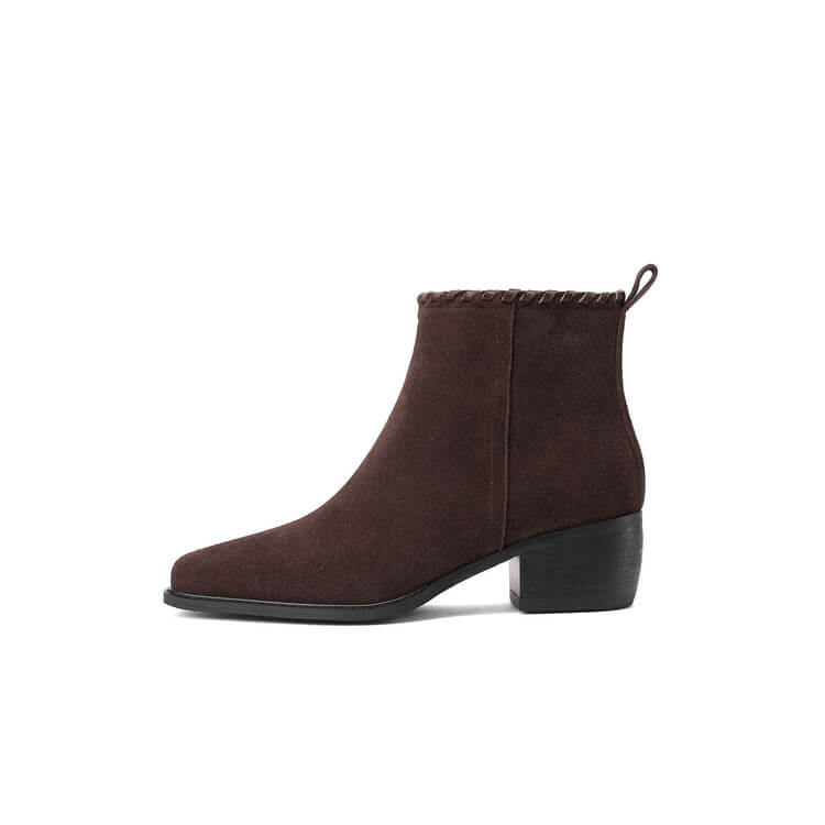 Isyou ibeauty Suede Square-Toe Ankle Boots Y2753 Boots Y2753