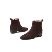Isyou ibeauty Suede Square-Toe Ankle Boots Y2753 Boots Y2753