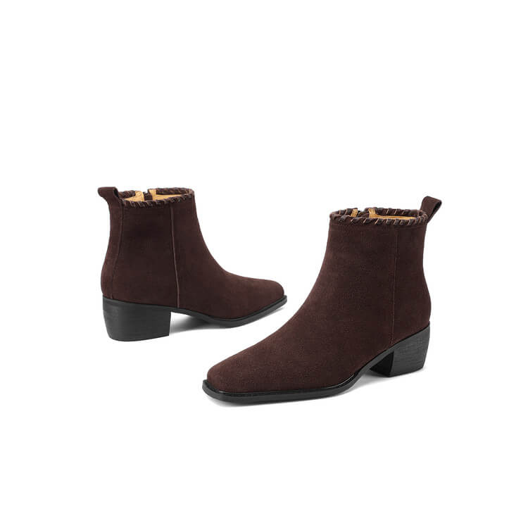 Isyou ibeauty Suede Square-Toe Ankle Boots Y2753 Boots Y2753
