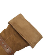 Handmade Suede Mid-Calf Boots with Buckle Strap and Block Heel Y2749 Boots Y2749