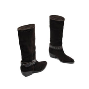 Handmade Suede Mid-Calf Boots with Buckle Strap and Block Heel Y2749 Boots Y2749