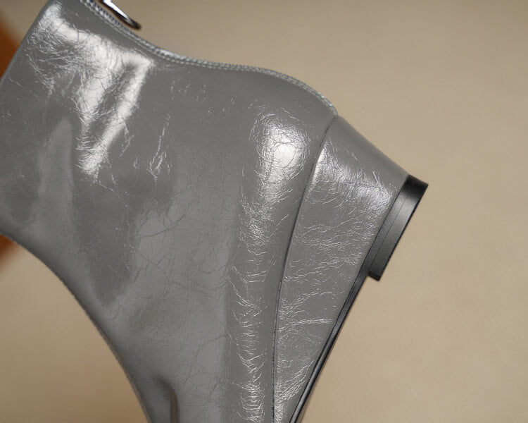 Elegant Pointed-Toe Wedge Ankle Boots - Oiled Lambskin Y2765 Boots Y2765