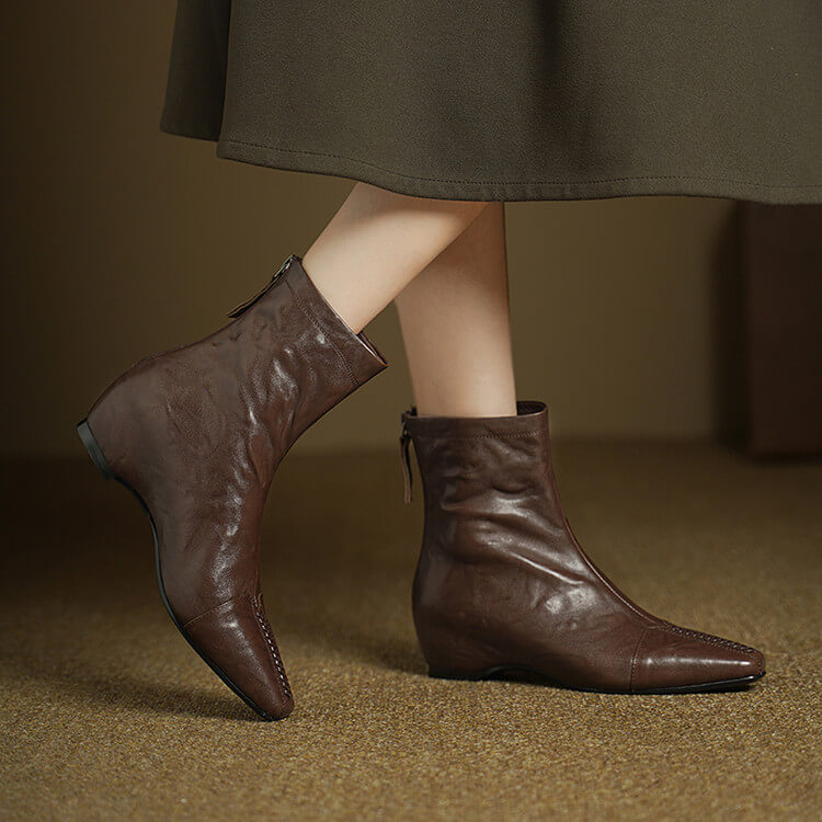 Women's Pointed-Toe Ankle Boots with Hidden Heel Y2736 Boots Y2736