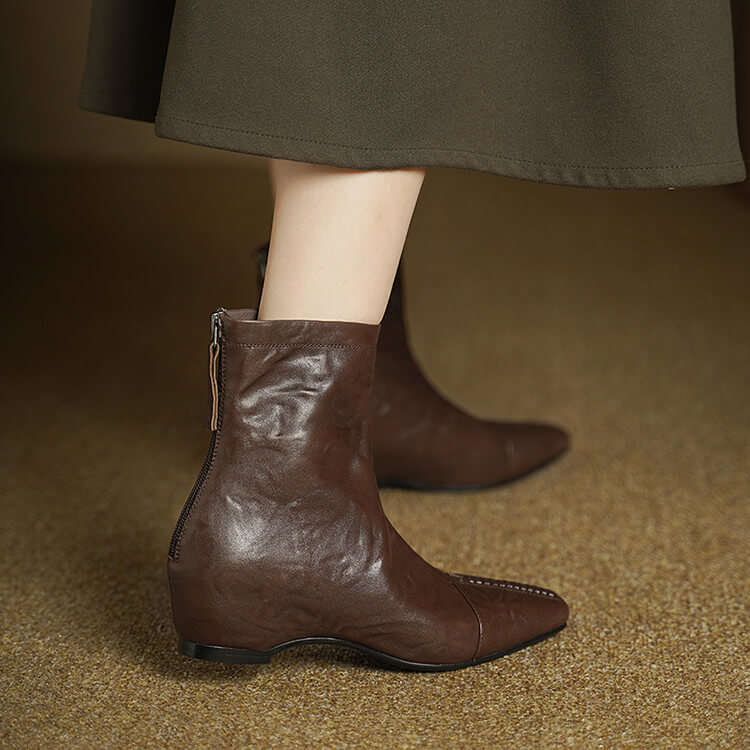 Women's Pointed-Toe Ankle Boots with Hidden Heel Y2736 Boots Y2736