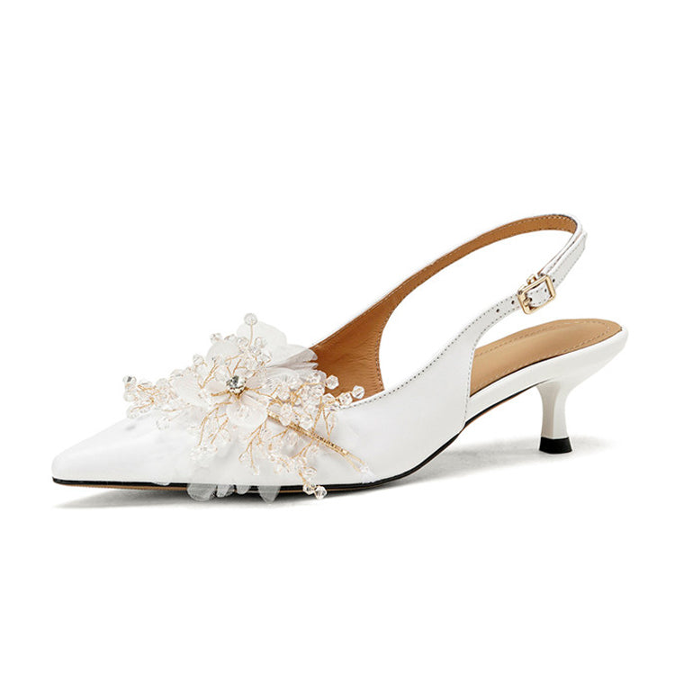 Pointed-Toe Kitten Heel Slingbacks Y2907