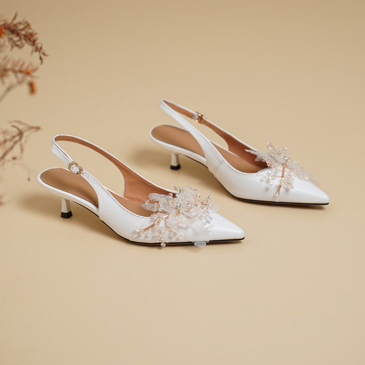 Pointed-Toe Kitten Heel Slingbacks Y2907