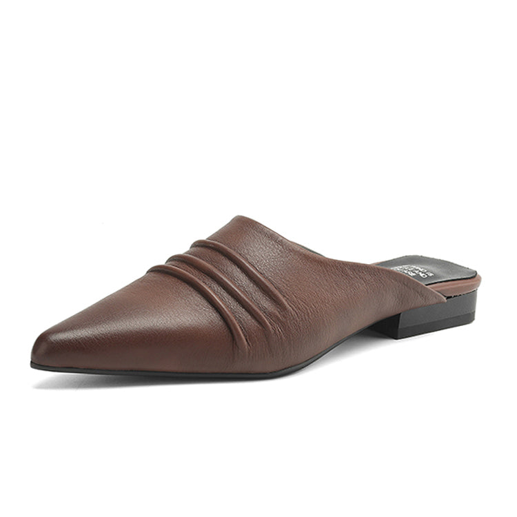 Soft Sheepskin Pointed-Toe Mules Y2855