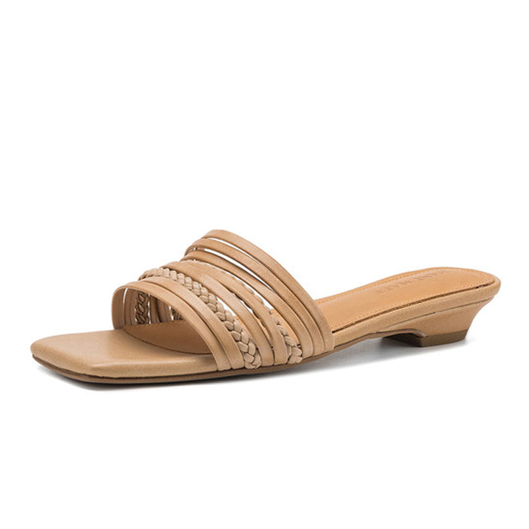 Braided Leather Slide Sandals Y2829