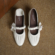 Handcrafted Genuine Leather Mary Jane Block Heels with Floral Detail Y2729 Mary Janes Y2729