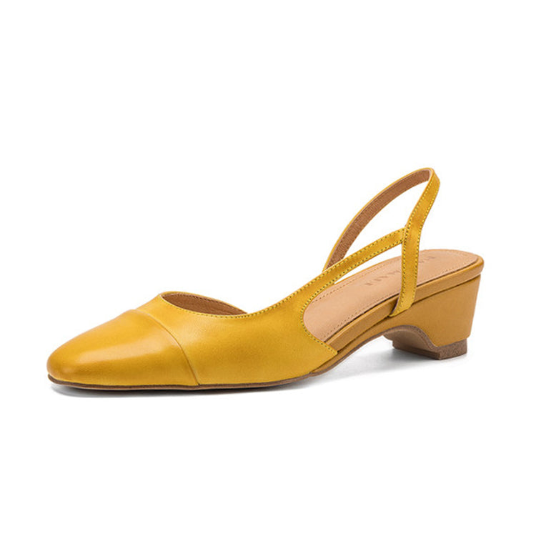 Vintage-Inspired Leather Slingback Shoes Y2842