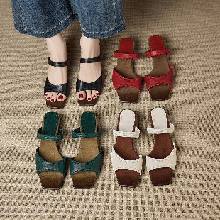 Minimalist Leather Sandals with Asymmetric Straps Y2879