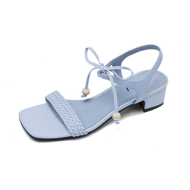 Handwoven Sheepskin Sandals with Pearl Tie Ankles Y2887