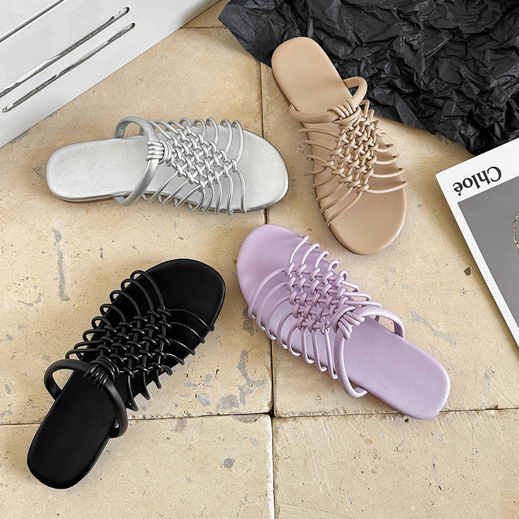 Handcrafted Woven Strap Flat Sandals Y2812