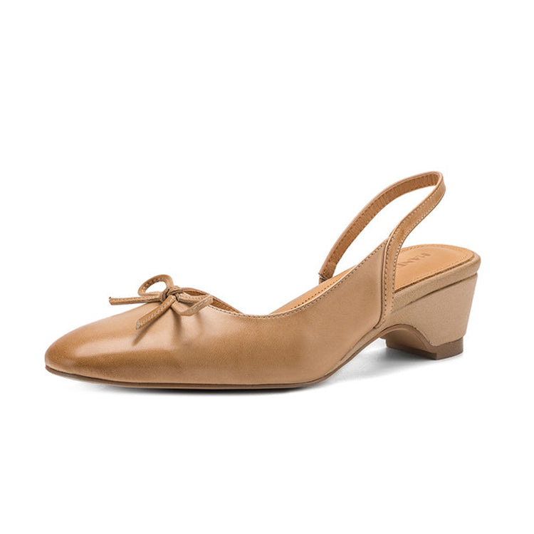 Bow-Embellished Classic Leather Slingbacks Y2843