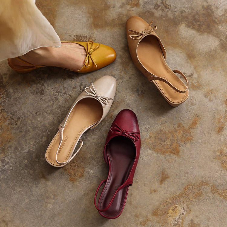 Bow-Embellished Classic Leather Slingbacks Y2843
