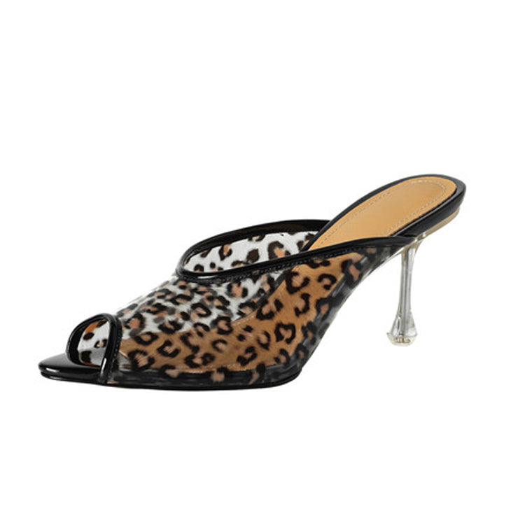 Peep-toe Wedge Mule Sandals Y2772