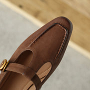 Ladies Square Toe T-strap Top-grain Sheepskin Block Low Heel Mary Janes Y2518 Mary Janes Y2518