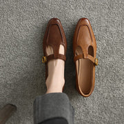 Ladies Square Toe T-strap Top-grain Sheepskin Block Low Heel Mary Janes Y2518 Mary Janes Y2518